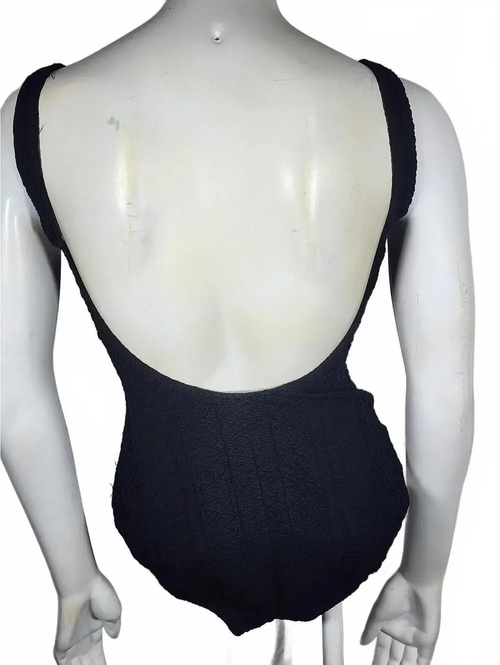 Vintage Maillot Baltex Body I.D. Black Textured One-Piece Swimsuit (10)